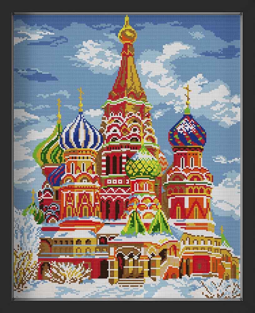 Kreuzstich - Basilius-Kathedrale in Russland Moskau | 40x50 cm - Diy - Fadenkunst