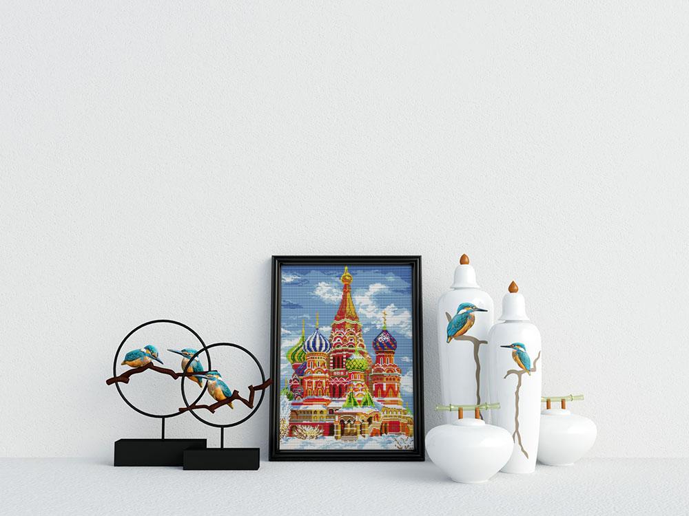 Kreuzstich - Basilius-Kathedrale in Russland Moskau | 40x50 cm - Diy - Fadenkunst